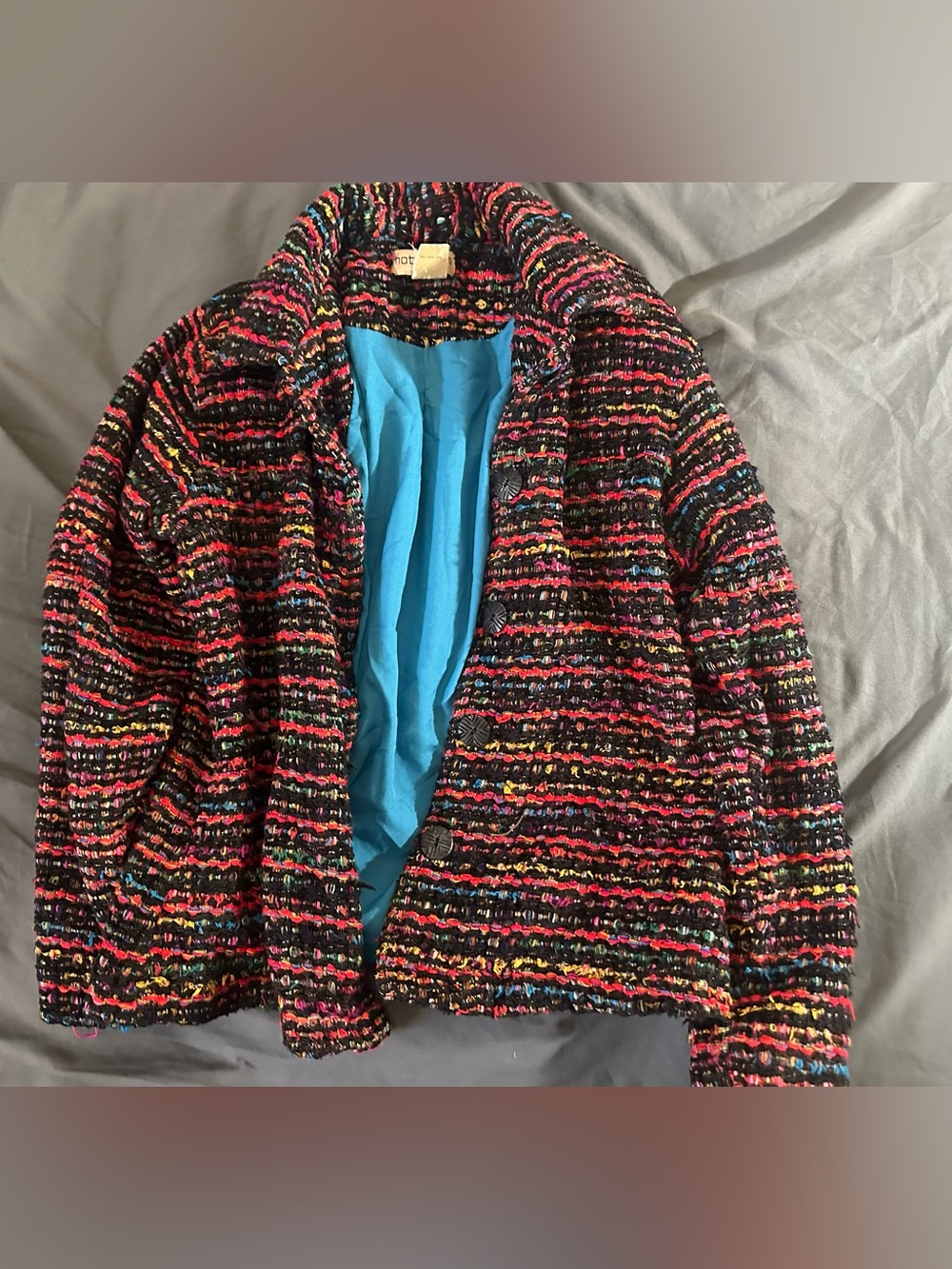 Bouclé Multicolor Stripe Blazer Jacket in Black - Rotations